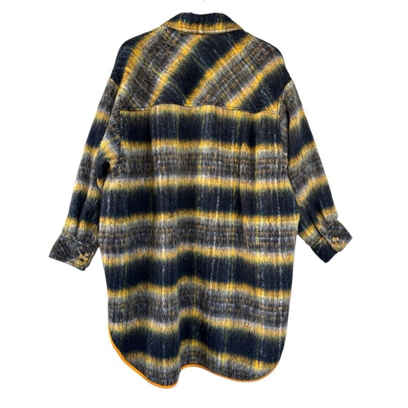 Urban Outfitters Emelie Plaid Longline Shirt Jacket Oversized Size XS/Small - Picture 2 of 6